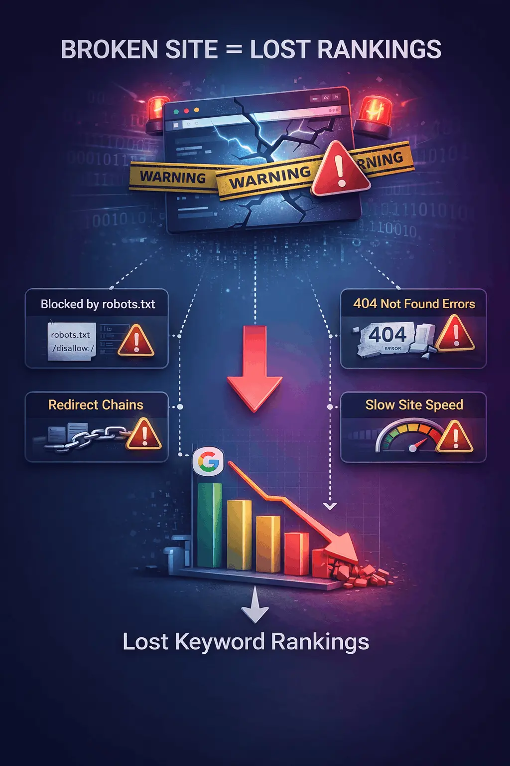 Example of a broken site that lost search rankings