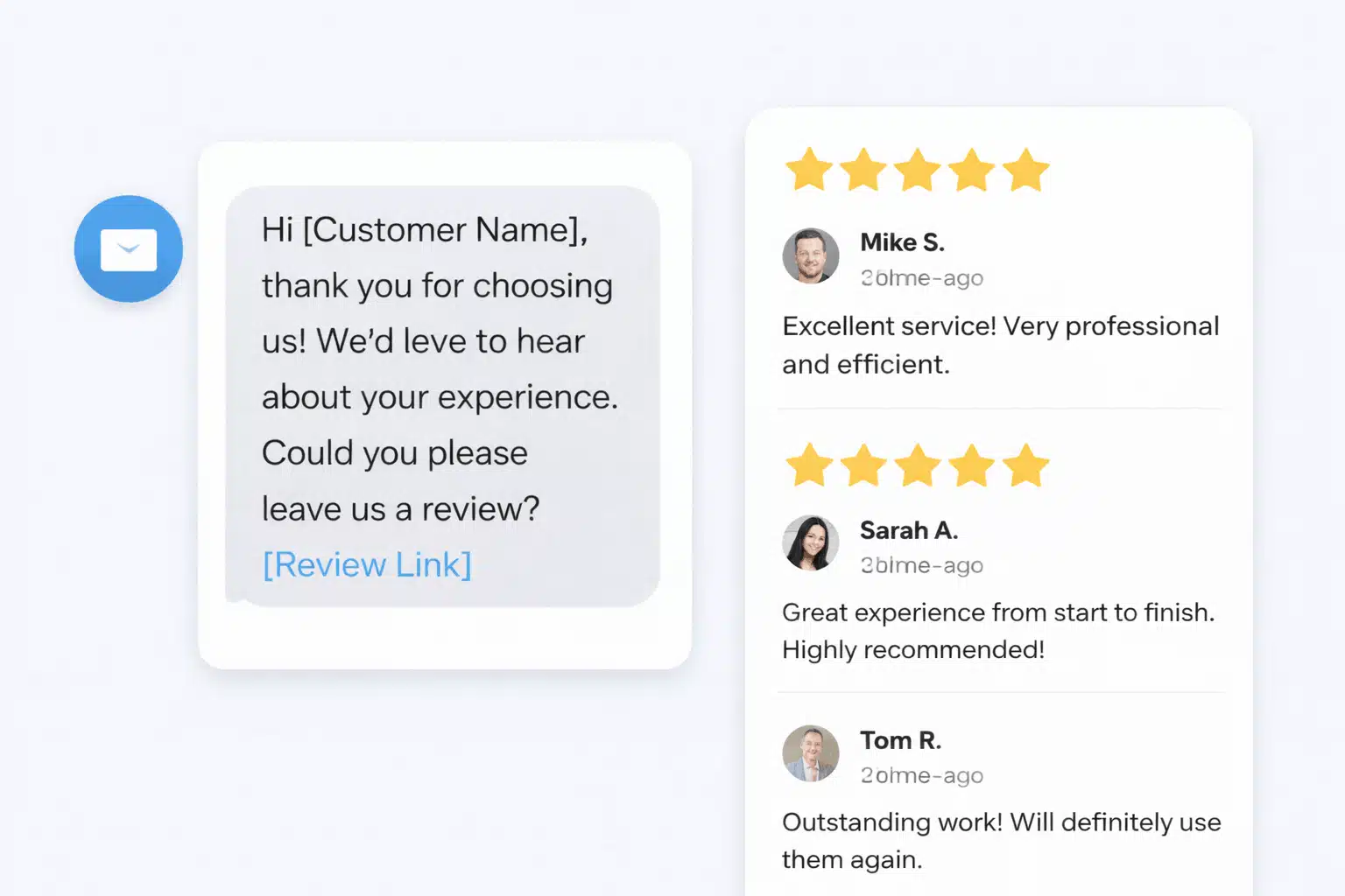 Template message for requesting customer reviews