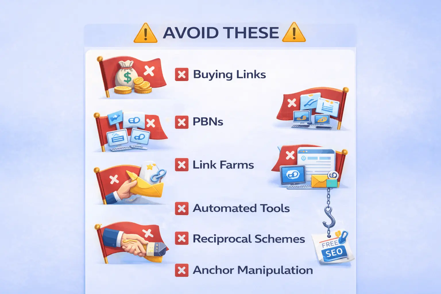 List of common mistakes to avoid in link building